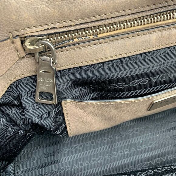 Auth PRADA Glacé Calf Pomice Twin Pocket Tote Bag Very Good Preloved Satchel - Picture 3 of 16